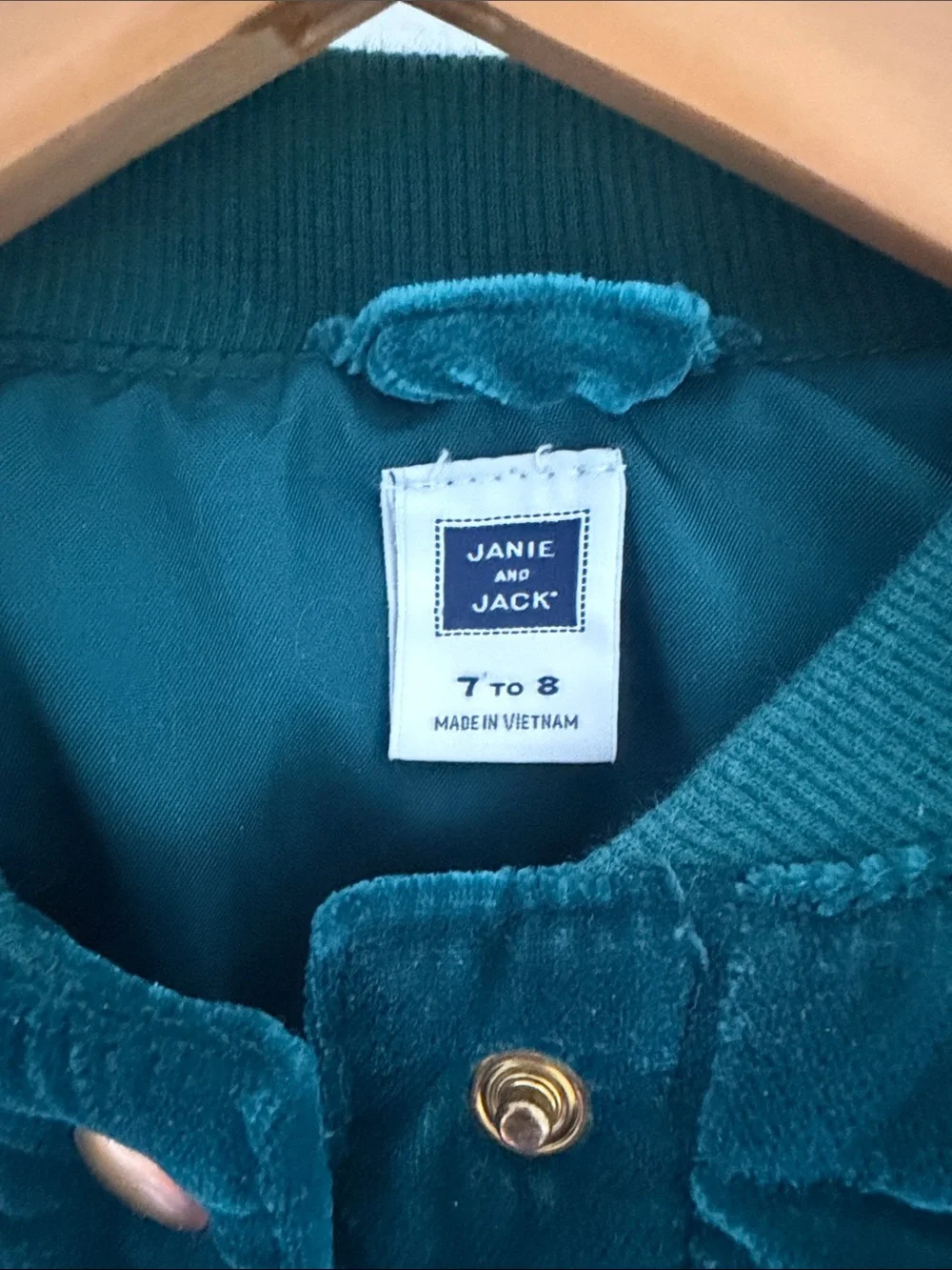 Janie and Jack Velvet Puffer Jacket in Deep Teal